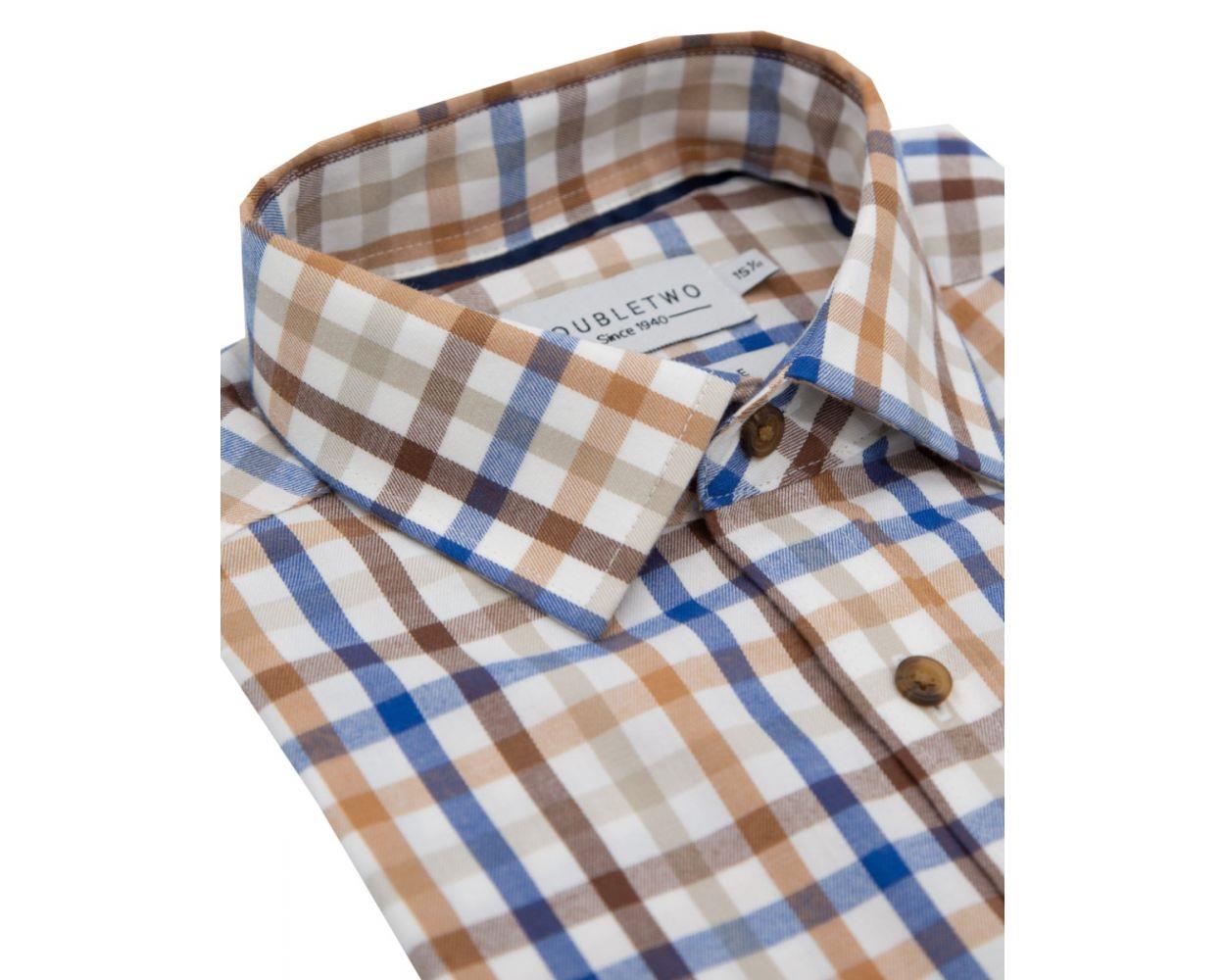 Long Sleeve Tattersall Check Shirt (Tan)