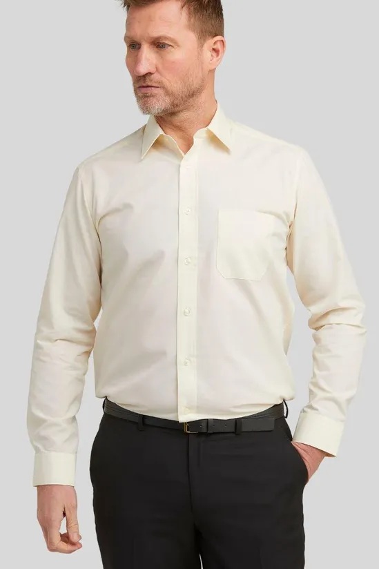 Cotton Rich Easy Care Long Sleeve Shirt (Cream) 18" to 23" Collar