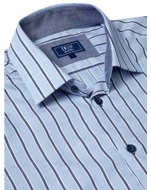 Long Sleeve Striped Shirt (Blue) - Sizes Available 2XL, 3XL & 4XL