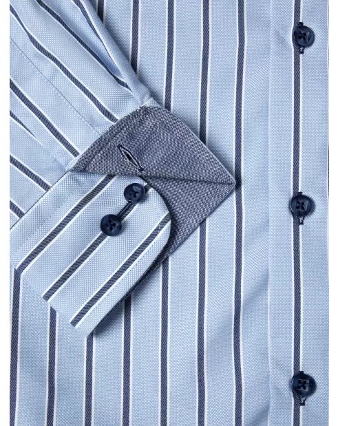 Long Sleeve Striped Shirt (Blue) - Sizes Available 2XL, 3XL & 4XL