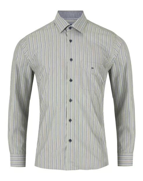 Long Sleeve Striped Shirt (Light Green) - Sizes Available 2XL, 3XL & 4XL
