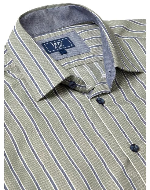 Long Sleeve Striped Shirt (Light Green) - Sizes Available 2XL, 3XL & 4XL