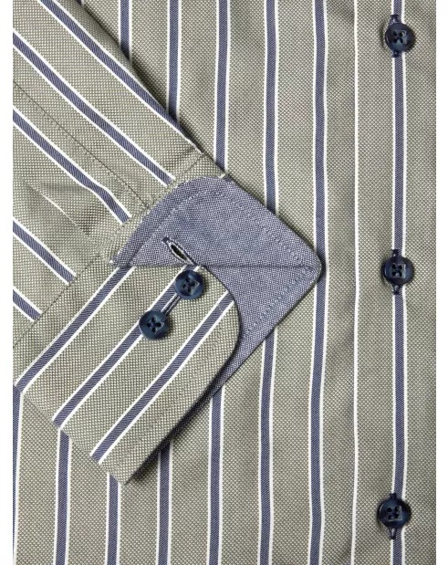 Long Sleeve Striped Shirt (Light Green) - Sizes Available 2XL, 3XL & 4XL