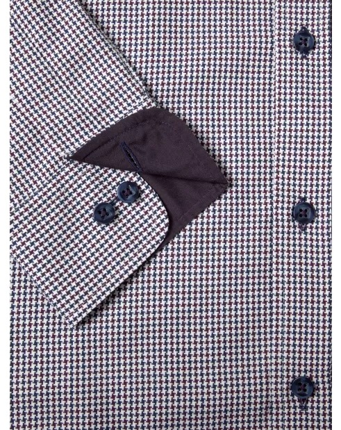 Long Sleeve Neat Check Shirt (Dark Purple) - Sizes Available 2XL, 3XL & 4XL