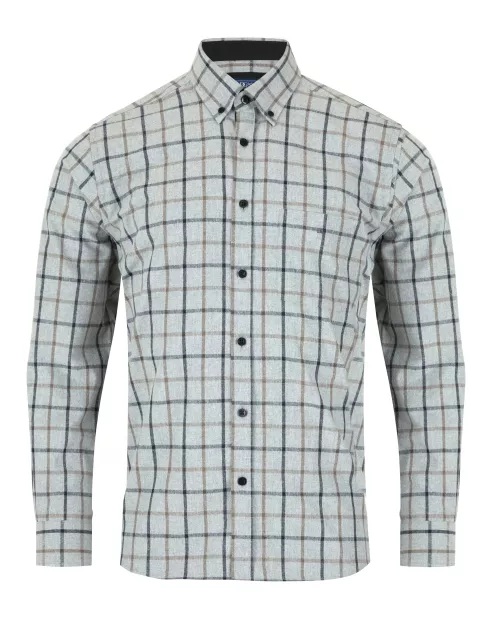 Long Sleeve Bold Check Shirt (Grey) - Sizes Available 2XL, 3XL & 4XL