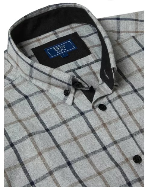 Long Sleeve Bold Check Shirt (Grey) - Sizes Available 2XL, 3XL & 4XL