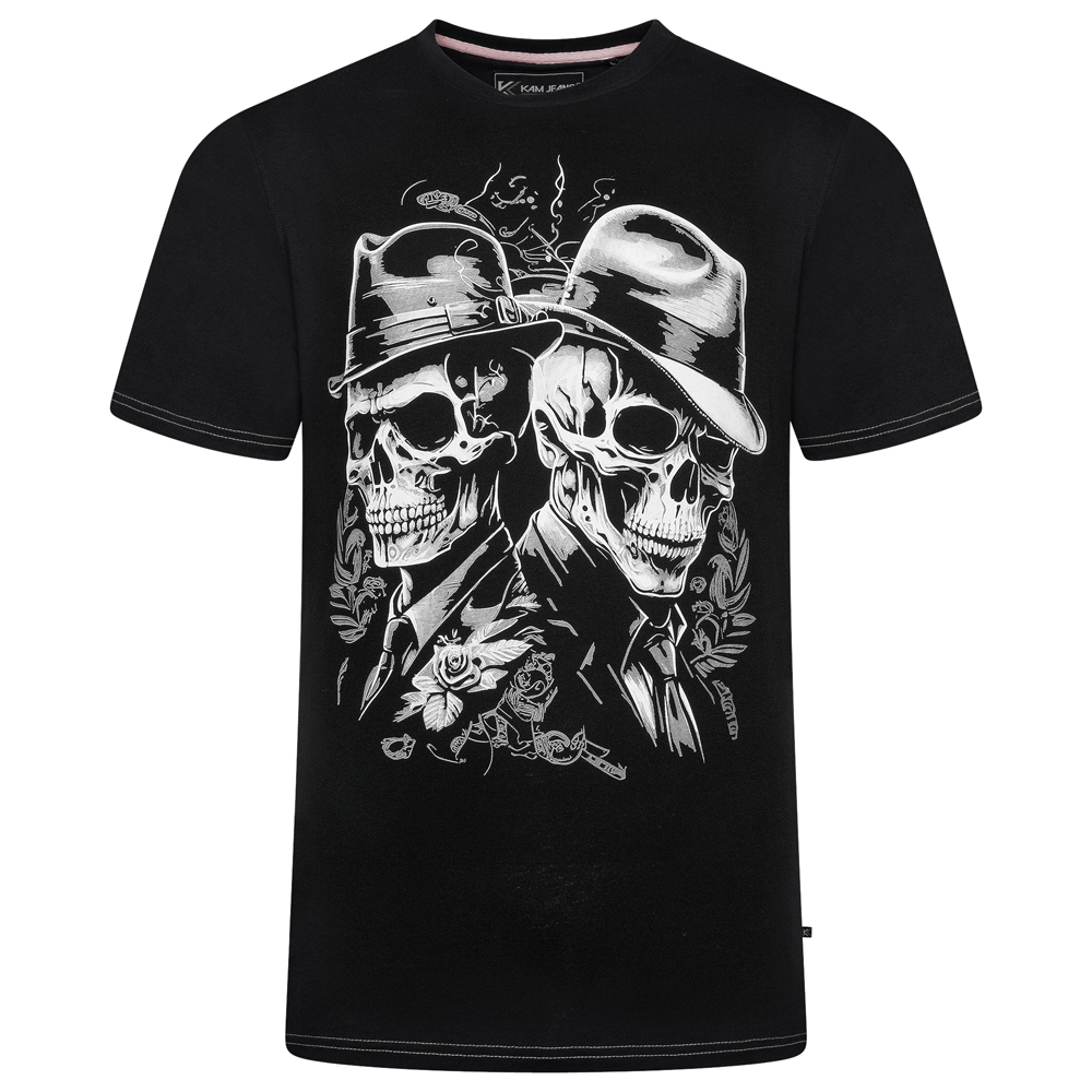 Twin Gentlemen Skull Print T-Shirt (Black) - Sizes Available 2XL, 3XL, 4XL, 5XL & 6XL