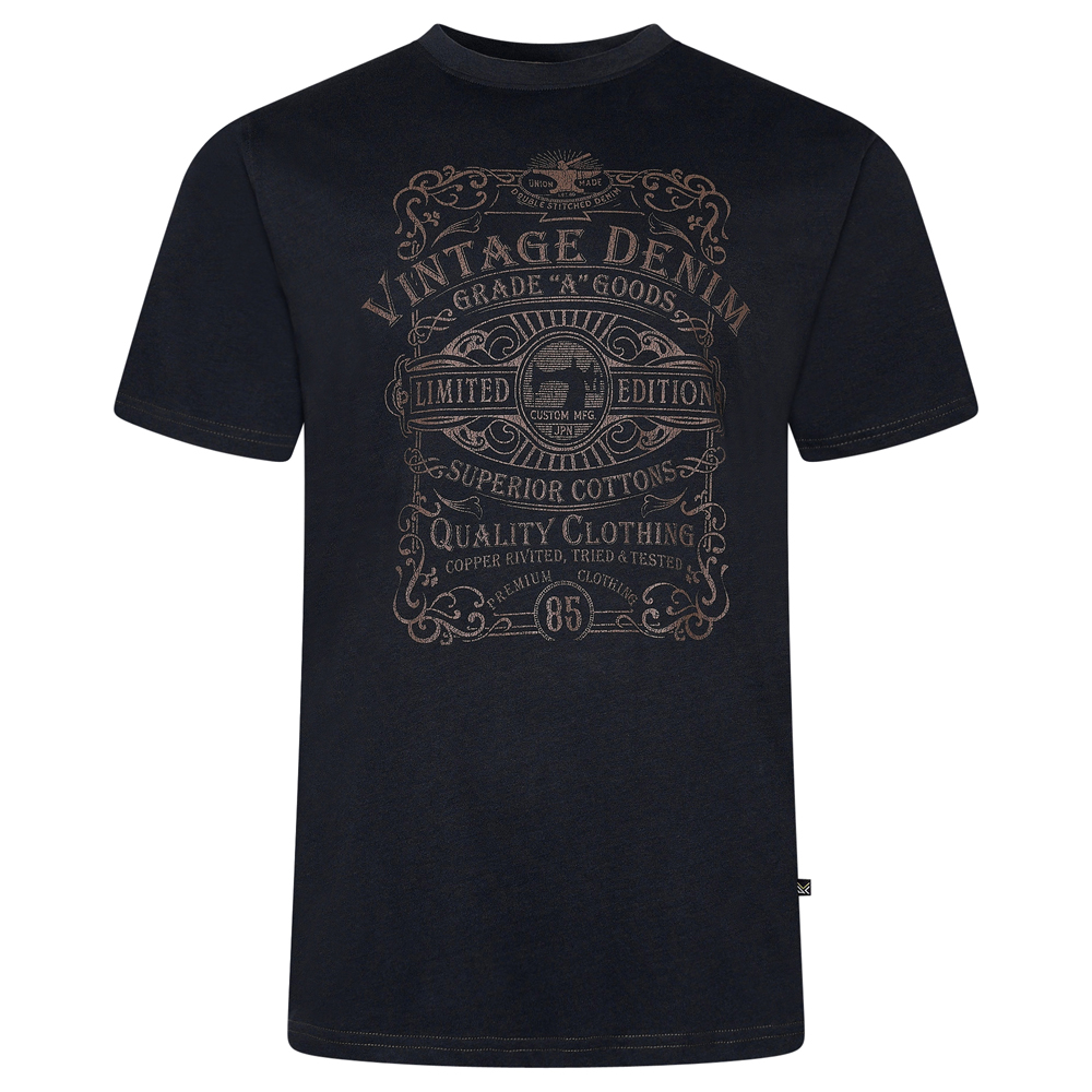 Vintage Print T-Shirt (Black) - Sizes Available 2XL, 3XL, 4XL & 5XL