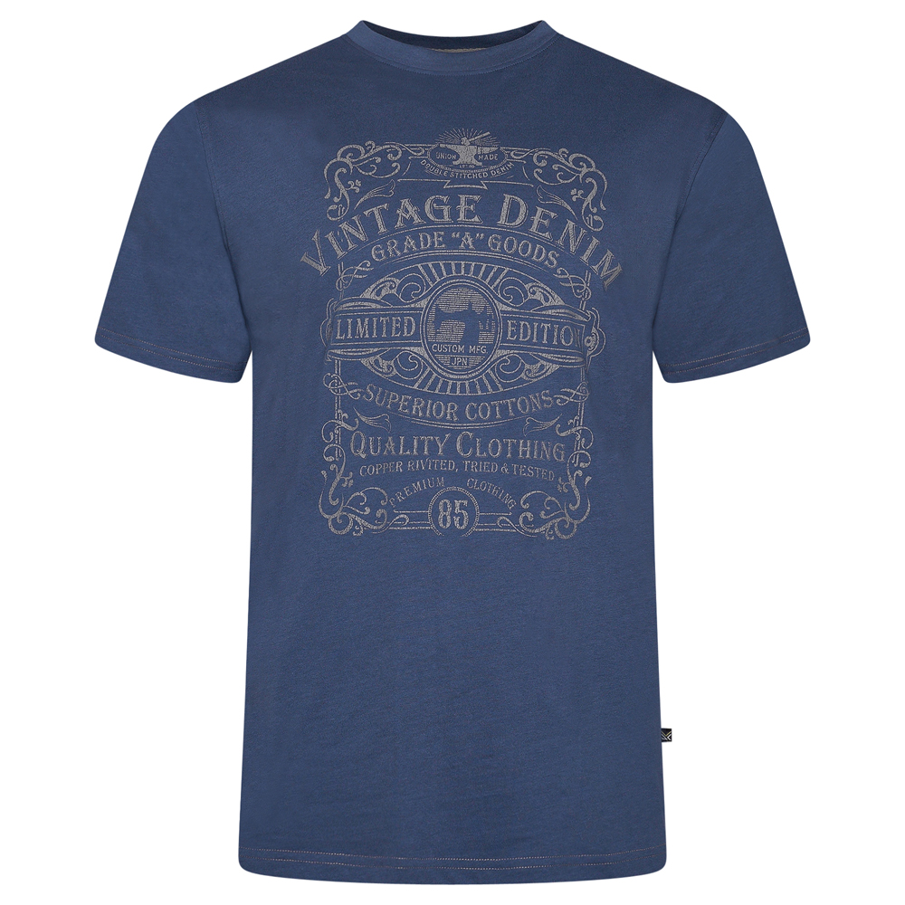 Vintage Print T-Shirt (Vintage Indigo) - Sizes Available 2XL, 3XL, 4XL, 5XL & 6XL