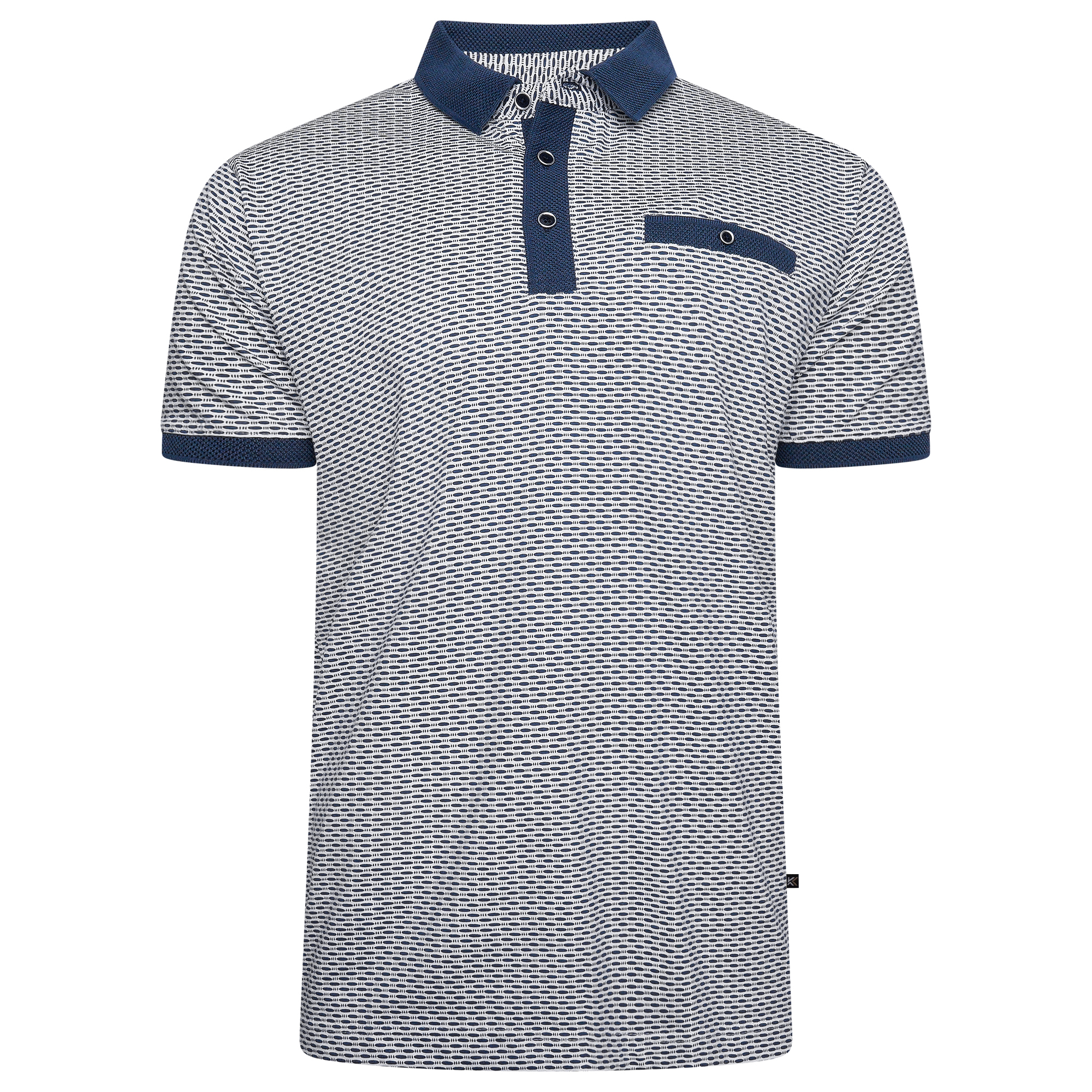 All Over Print WIth Jacquard Collar and Cuff (Navy) - Sizes Available - 2XL, 3XL, 4XL & 5XL