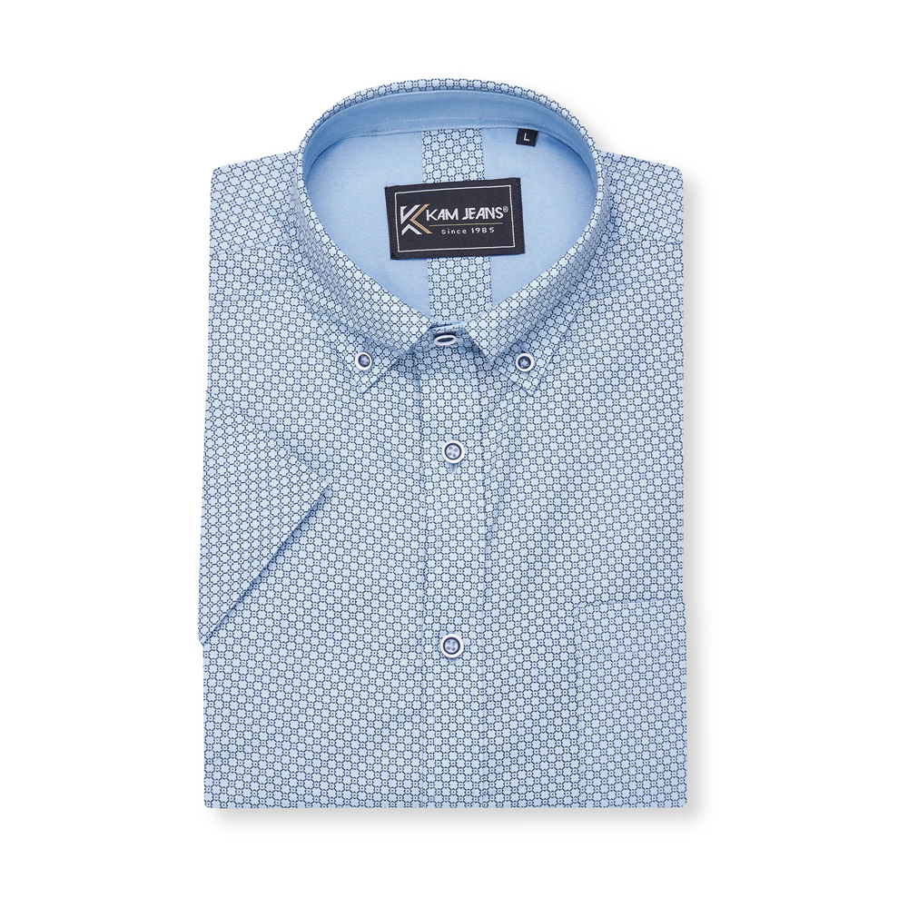 Short Sleeve All Over Geo Print Shirt - Sizes Available 2XL, 3XL, 4XL, 5XL & 6XL