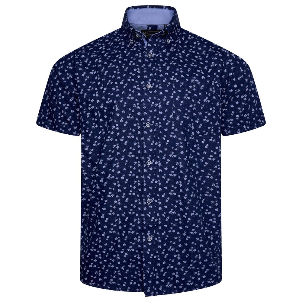 Short Sleeve All Over Floral Print Shirt (Navy)  - Sizes Available 2XL, 3XL, 4XL, 5XL & 6XL