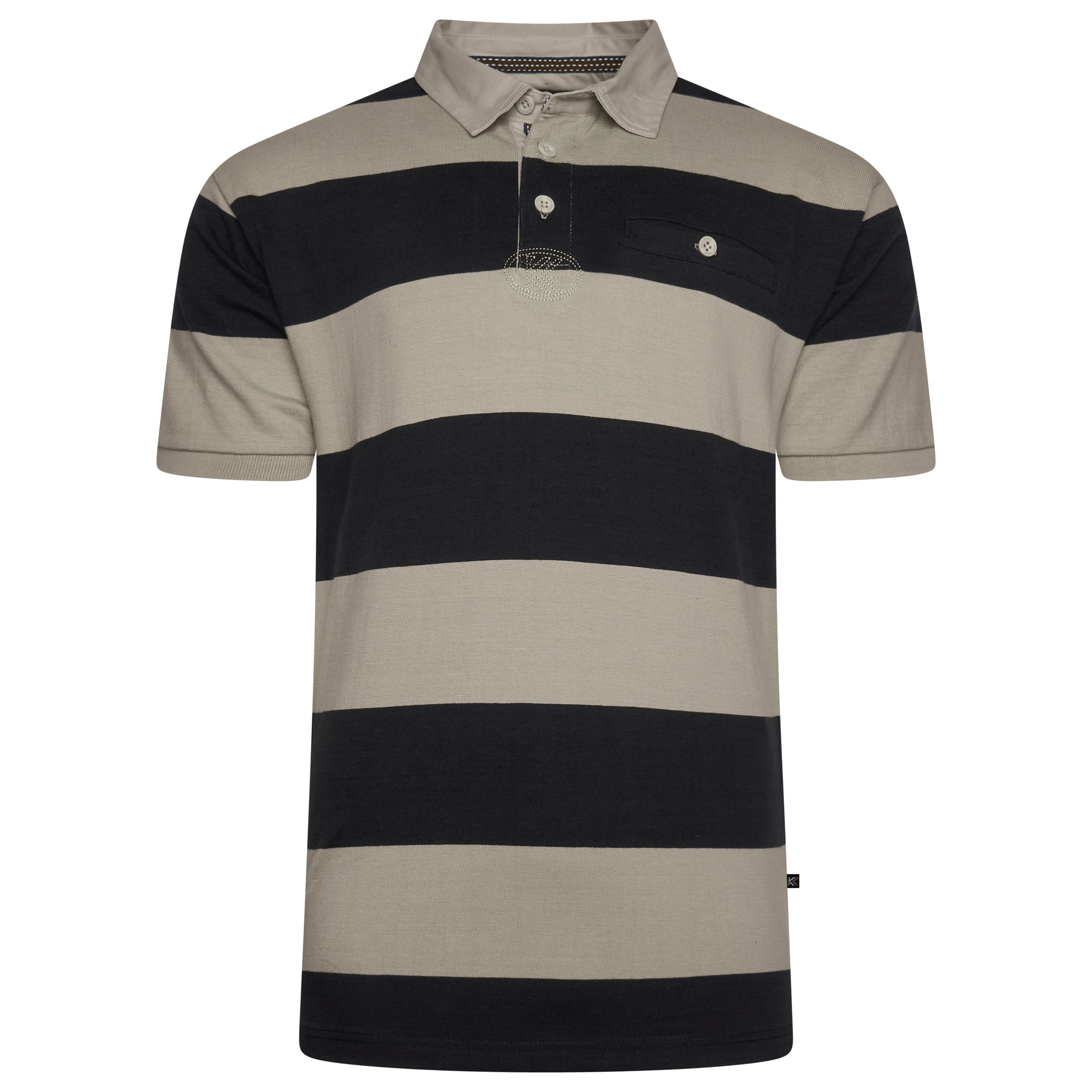 Short Sleeve Block Stripe Rugby Polo (Sand) - Sizes Available 2XL, 3XL, 4XL, 5XL