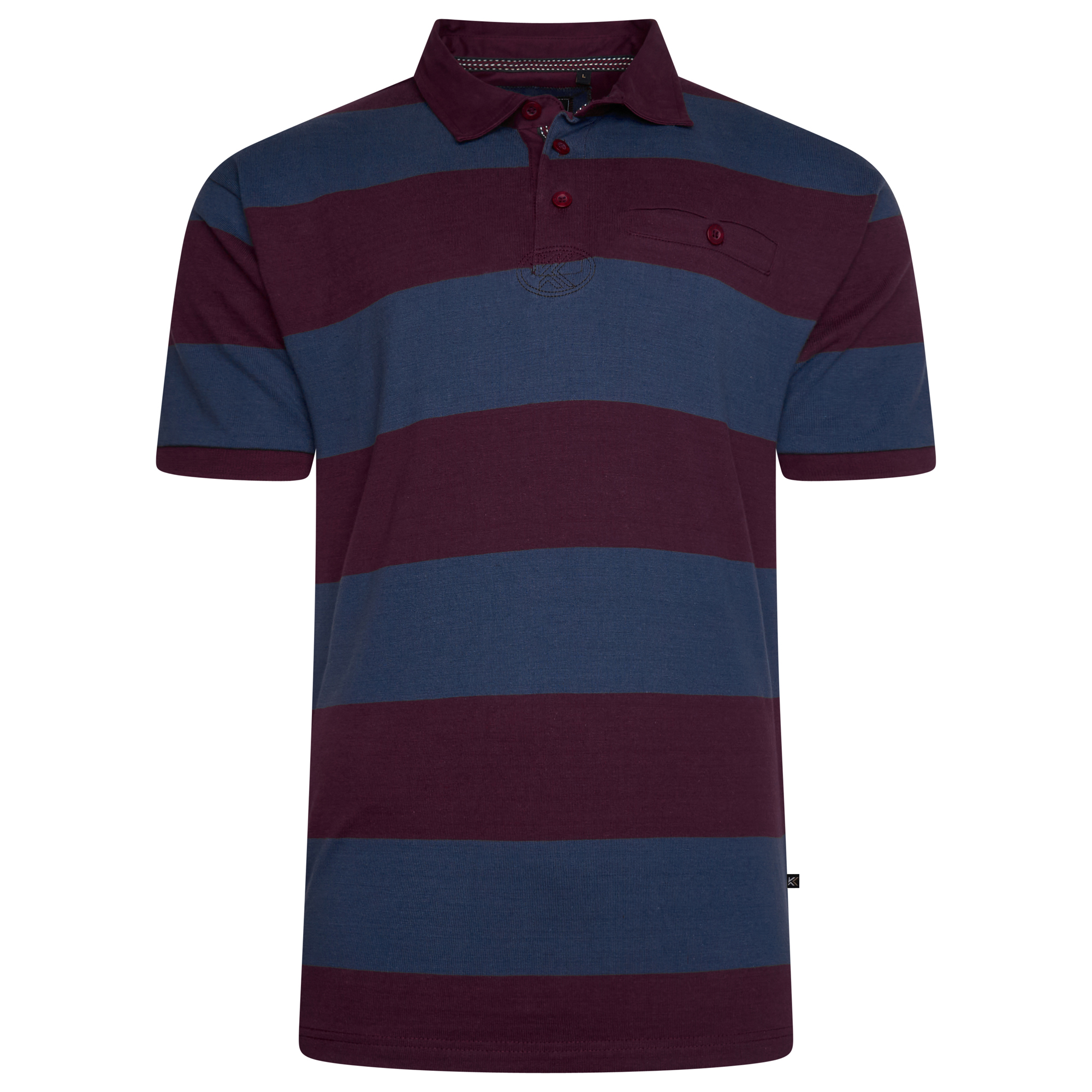 Short Sleeve Block Stripe Rugby Polo (Maroon) - Sizes Available 2XL, 3XL, 4XL, 5XL