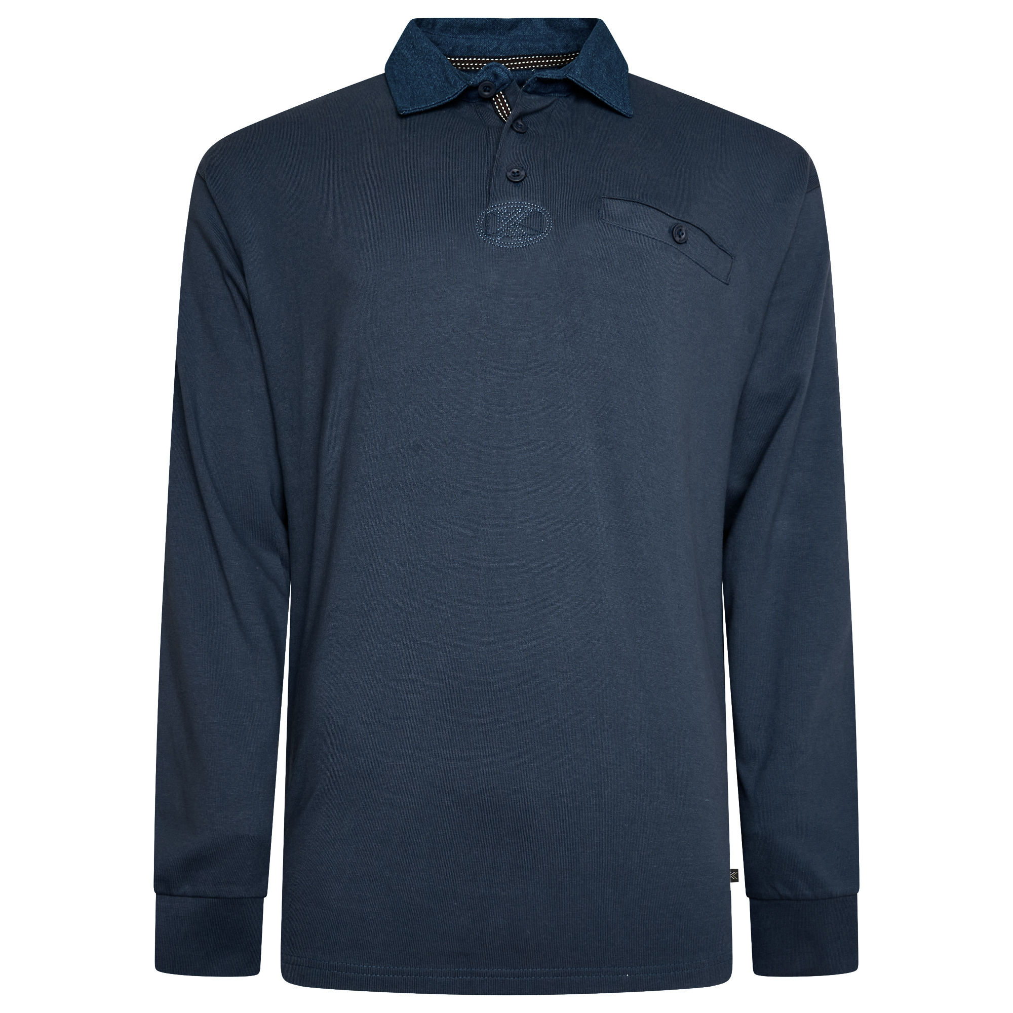 Long Sleeve Plain Rugby Polo (Vintage Indigo) - Sizes Available 2XL, 3XL, 4XL, 5XL